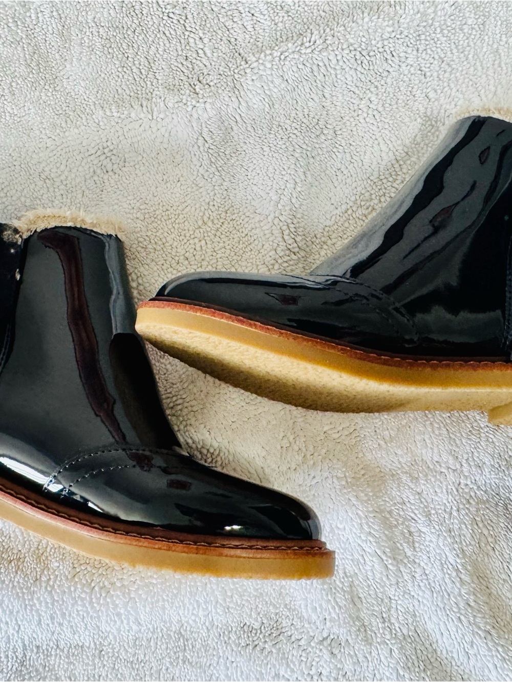 Zara Black Patent Kids Chelsea Boots with Crepe Sole